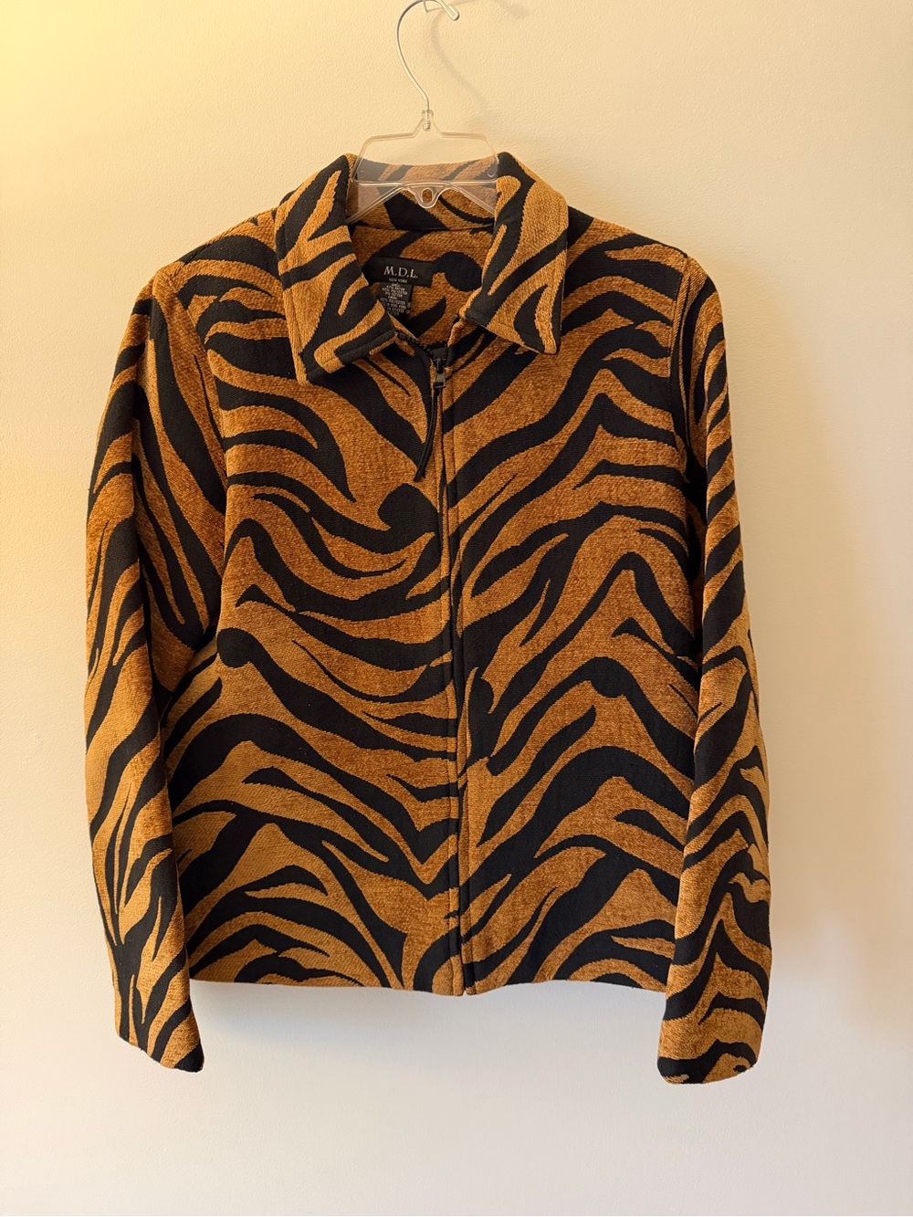 Women's Tiger Print Zip-Front Jacket - Black & Brown